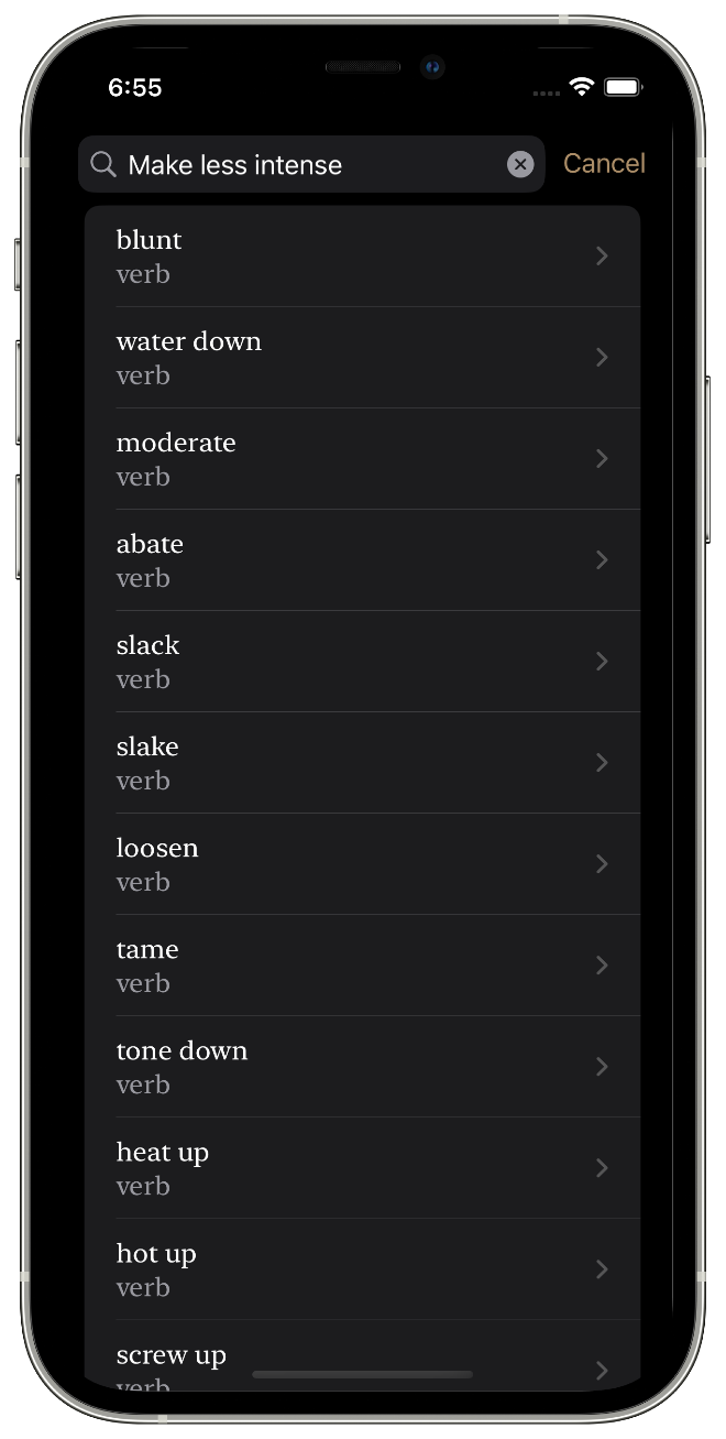 Perform reverse dictionary searches on iPhone with Wordverse